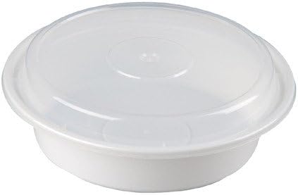 Reusable Microwaveable Food Storage Containers - Pack of 20 Stackable Bento Lunch Boxes with Lids, Freezer and Dishwasher Safe - 24oz Round - White -By Homeryware