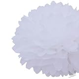 Dress My Cupcake Mini 5" White Tissue Paper Pom Poms, Set of 8 - White Tissue Paper Flowers, White Flowers, White Tissue Poms