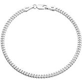 925 Sterling Silver Cuban Link Chain Bracelet 3mm 5mm 8mm Silver Bracelet for Men Women 6.5-9 Inches