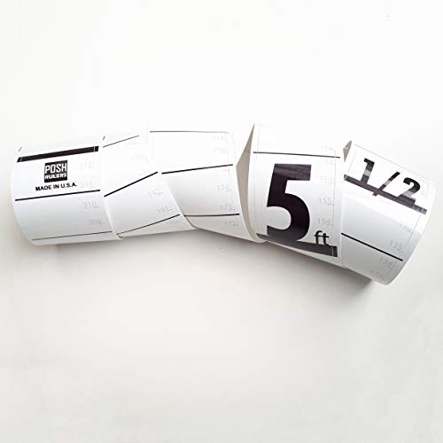 Posh Rulers Height Chart (White) for Surveillance of Home Office Bank Security. Made in USA.