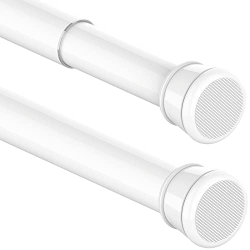 1 x Curtain Rod, No Drilling, Extendable Shower Rod for Windows, Closet, Bathroom, 66-90 cm, White (Diameter 25 mm)