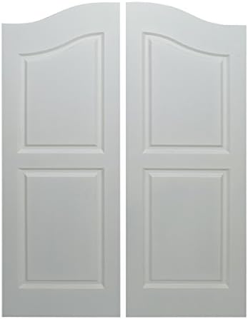 Saloon | Cafe Doors Primed/Premade-Quick Shipping! Cafe Doors Include All Necessary Hinges in Satin Brass Finish. (24"x42", Satin Brass Hinges)