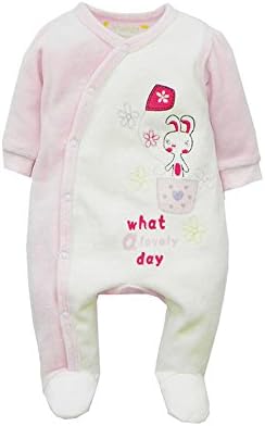 Baby Girl's "Lovely Rabbit" Footed Fleece Sleeper Pajama(Pink) - New Born