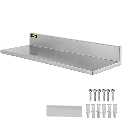 VEVOR Stainless Steel Wall Shelf, 8.6'' x 30'', 44 lbs Load Heavy Duty Commercial Wall Mount