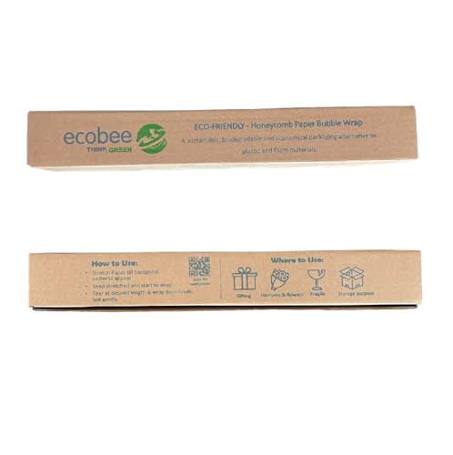 ecobee Think Green Eco-friendly Bubble wrap | HoneyComb paper for protective packaging with cushioning | wrapping fragile items, gifts & supplies | 15" x 35 feet (usable 52 feet)