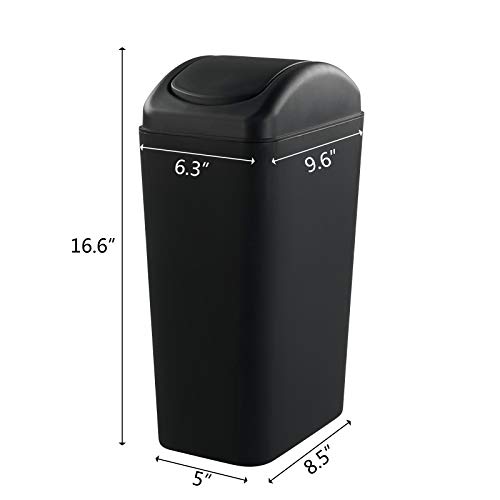 Uumitty 14 Litre Plastic Trash Can, Swing Top Garbage Can, Black, 1