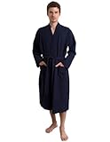TowelSelections Men's Waffle Bathrobe Turkish Cotton Kimono Robe Large/X-Large Navy