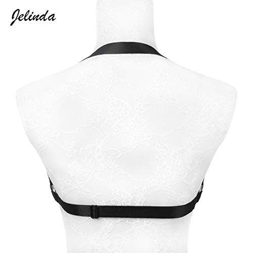 Jelinda Harness Bra Women - Fashion Elastic Strappy Halter Harness Bralette Bra Garter Cupless Body Cage Bra Black (F Y121-K)