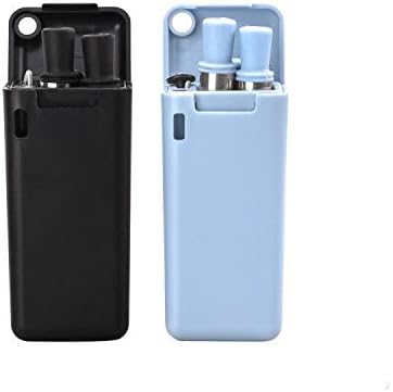 Collapsible Reusable Straw, Composed of Stainless Steel and Food-Grade Silicone, Portable Set with Hard Case Holder and…