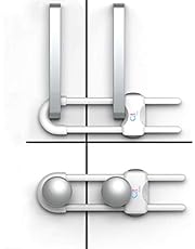 Child Safety Locks for Cabinets and Drawers (2 Pack) Sliding U Shaped Lock for Baby Proofing Kitchen Bathroom Storage Doors Modern Cabinet Lock with Extra Secure Lock Buttons - QT BABY