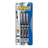 BAZIC Royal Black Rollerball Pen (3/Pack)