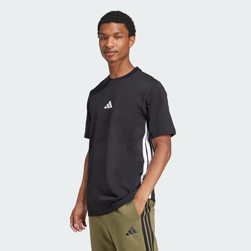 Homme Essential Three Stripes Single Jersey Shirt, Black/White, S