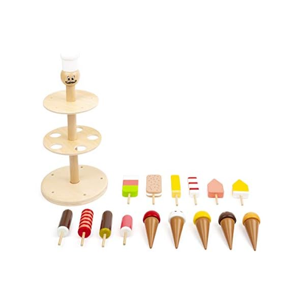 small foot Eisständer aus Holz, Zubehör für Kaufmannsladen und Kinderküche, 15 Eis-Sorten, für Kinder ab 2 Jahren, 11488 – Bild 3
