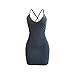 Antopmen Women's V Neck Spaghetti Strap Gold Velvet Dress Sleeveless Bodycon Dress (Small, Blue)