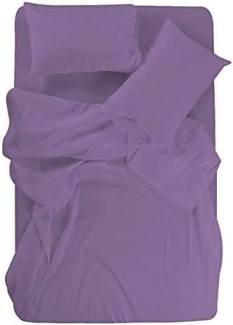 FINE LECHO 100% Long-Staple Egyptian cotton 18 Inches-deep 4-Piece Water Bed Sheet Set 800 Thread Count Bedding Sheets – Light Weight and Breathable Italian Finish Solid (Queen, Purple)