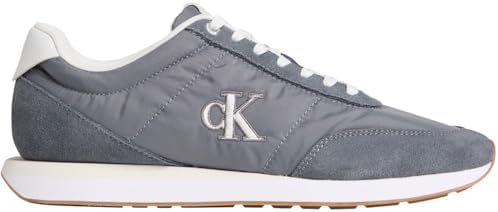 Runner Sneaker Hombre Retro Mix con Logotipo, Gris (Night Owl/Off White), 42