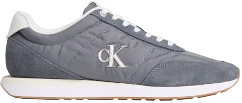 Runner Sneaker Hombre Retro Mix con Logotipo, Gris (Night Owl/Off White), 42