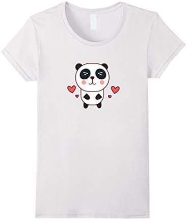 Womens Cute Panda T Shirt for Girls Kids Women Funny T-Shirt Small White