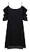 lymanchi Women Chiffon Cut Out Cold Shoulder Summer Trumpet Sleeve Spaghetti Straps Dress Top Black L