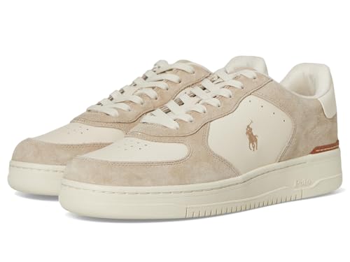 POLO RALPH LAUREN Men Masters Court Leather-Suede Sneakers Milkshake/Ecru 10.5…