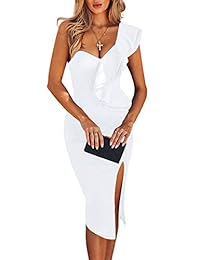 Whoinshop vestido de cóctel para mujer con un hombro dividido