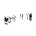 S925 Sterling Silver Stud CZ Earrings for Men Women (Black)