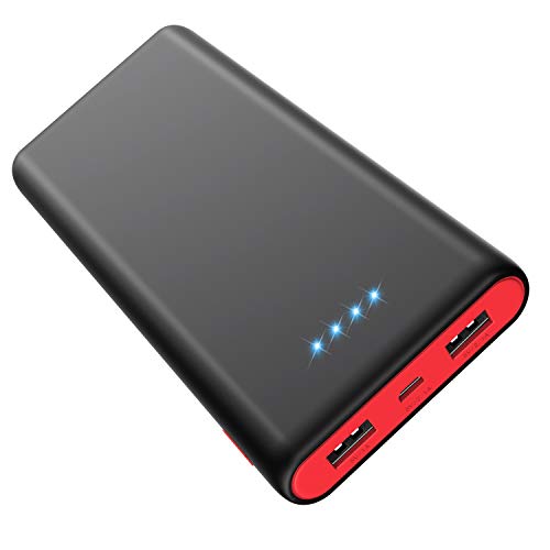 Hetp [Noire Et Rouge Hx-Y8] Batterie Externe 25800Mah Power Bank Chargeur Portable Avec 2 Usb Ports Sortie Chargement Simultané Batterie De Secours Pour iPhone, Huawei, Samsung, Tablettes Et Autres