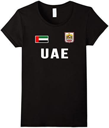 Womens UAE T-shirt United Arab Emirates Flag Retro Soccer Style Medium Black