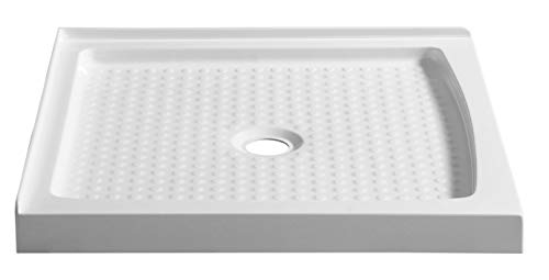 ANZZI Titan Series 36 x 36 Inch Marine-Grade Acrylic Slip-Resistant Two Sided Flange Shower Base with Center Drain in White | SB-AZ009WC