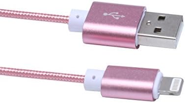 Micro USB Data Cable Apple 5S 5 6S iPhone Mobile Phon Lighting Cable(3 feet) Certified Nylon Braided Charging Wire (Rose Golden)
