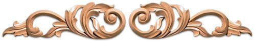 White River # CM2361-LW, Medium Scrolls Onlays, left & right, 12 inch W x 13/16 inch D x 3-1/2 inch H, Lindenwood