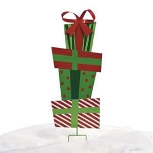 Amazon.com : Large Metal Stack of Gifts Yard Stake Holiday Decoration ...