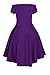 Sidefeel Women Off Shoulder Sleeve High Low Skater Dress XX-Large Purple