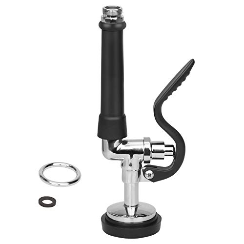 Pre Rinse Spray Valve with Handle Grip Assembly for Commercial Kitchen Faucet COOLWEST High Pressured Commercial Sink Sprayer Nozzle Head Replacement Part Chrome Polished(Black)