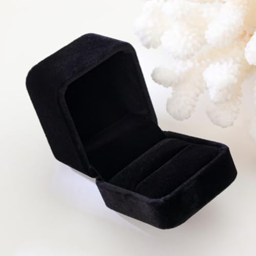 Niche-Finds Niche-Finds Black Fancy Ring Box Jewelry Box Ring box - Genuine Velvet