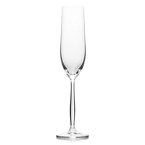 Crystal Champagne Flutes Set of 6, Glasses for Wedding and Toasting, 100% Lead-Free, 6.42 Ounces (190ml) - Thumbnail 2