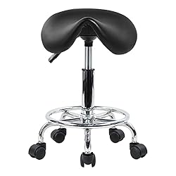 KKTONER Saddle Stool with Foot Rest PU Leather