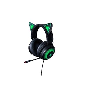 Razer Kraken Kitty – Cuffie USB con Orecchie da Gatto Razer e Chroma Illuminazione Reattiva allo Streaming (Microfono con funzione di cancellazione attiva del rumore) Nero