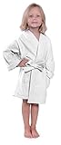 Indulge Premium Linen Girls Waffle Lightweight Party Robes and Flower Girl Bathrobe (Small/Medium, White)