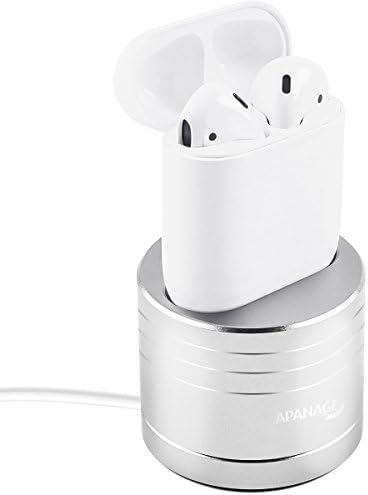 Apanage Airpods Stand, Charge Station Premium Aluminum Charging Dock Station for Apple AirPods Case, White
