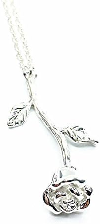 Rose Flower Inspired Vintage Pendant Gold Silver Plated Necklace Jewelry (Silver)