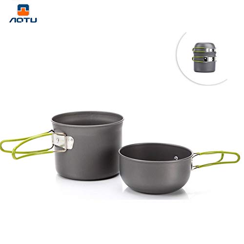 AOTU Upgrade Aluminum Material Camping Cookware Set Camping Stove Outdoor Cooking Mess Kit Pots Pans Camp Kettle Portable for Outdoor Camping Hiking and Picnic