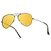 JETPAL Premium Classic Aviator Night Driving Contrast Improving Shooting Hunting Amber UV400 Lens (Non Polarized Yellow Lens Grey Frame)