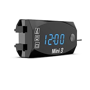 FORNORM 3-in-1 voltmeter, klokthermometer, display, 12 V, digitaal led-display, meter voor auto, motorfiets