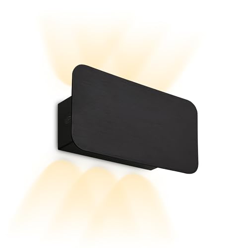 BRILONER - Wandleuchte ohne Stromanschluss mit Akku, Touch, Dimmbar, Akku & Lichtquelle tauschbar, Innen, Flurlampe, Treppenhaus, Wandbeleuchtung, Lampe, Wandlampe, 17x9x4,3 cm, Schwarz