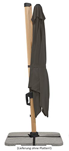 Schneider Sonnenschirm Rhodos Twist Woody, anthrazit, 300 x 300 cm quadratisch, 729-15, Gestell Alu/Stahl, Bespannung… – Bild 5