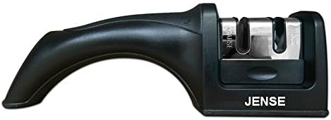 Jense Quality Knife Sharpener. Two Stage Sharpening System. Tungsten Steel for Coarse Sharpening and Ceramic Rods for Fine Sharpening.