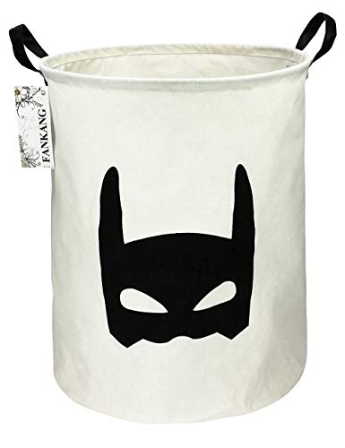 FANKANG Storage Bins Nursery Hamper Canvas Laundry Basket Foldable with Waterproof PE Coating Large Storage Baskets, Office, Bedroom, Clothes, Toys Baby Shower Basket (Bat)