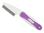 Poodle Pet Metal Flea Comb with Handle & Rotatable Pins, Safe, Easy to Use 8.5" x 1.5" Stainless Steel Fine Toothed Flea Removal Tool for Small Dogs, Longhaired Cats, Kittens, Rabbits, Puppies