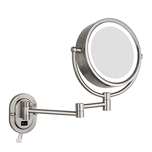 GURUN LED Lighted Wall Mount Makeup Mirror with 3X Magnification for